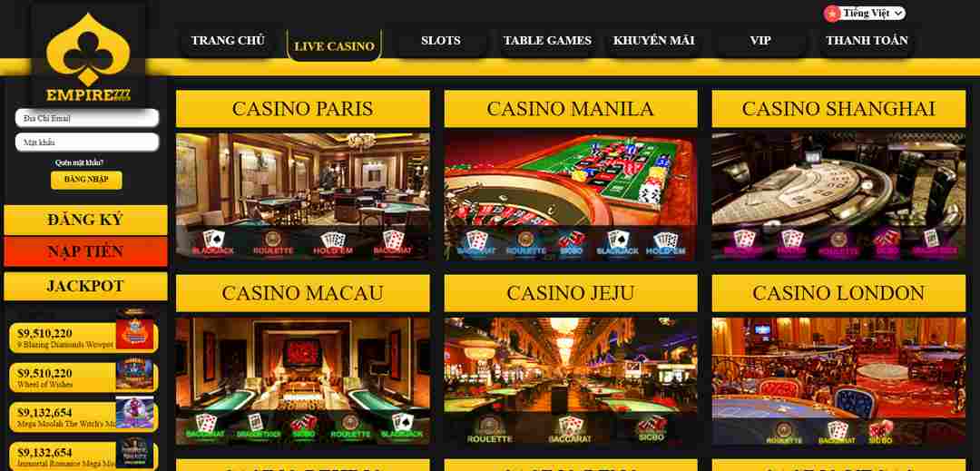 Casino siêu đa dạng thuộc Empire777